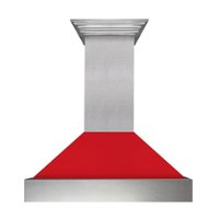 ZLINE - 30" DuraSnow® Stainless Steel Range Hood with Red Matte Shell (8654RM-30) - Silver - Front_Zoom