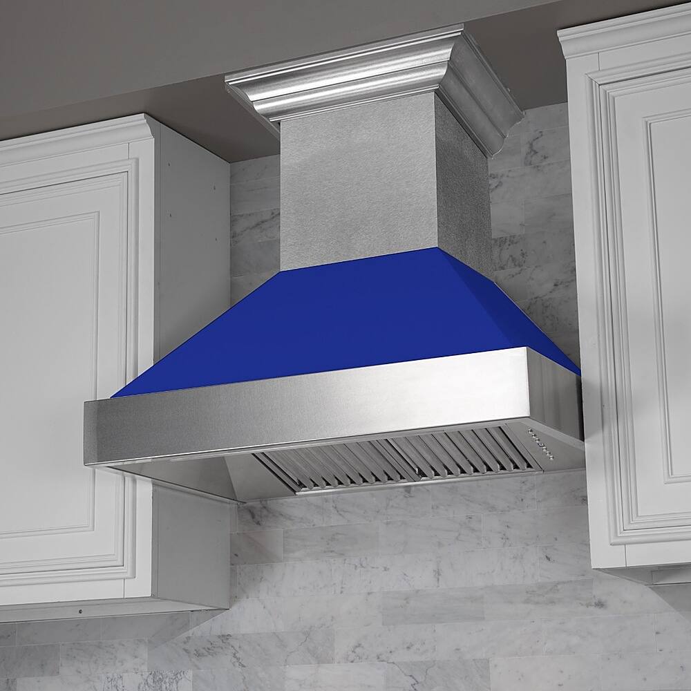 Best Buy ZLINE 30" DuraSnow® Stainless Steel Range Hood with Blue Matte Shell (8654BM30