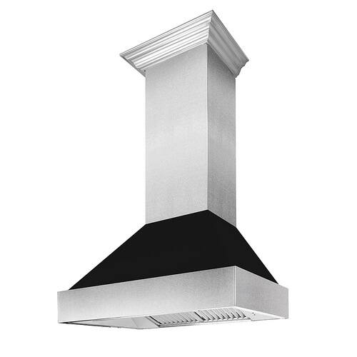 ZLINE - 30" DuraSnow® Stainless Steel Range Hood (8654BLM-30) - Silver with Black Matte Shell