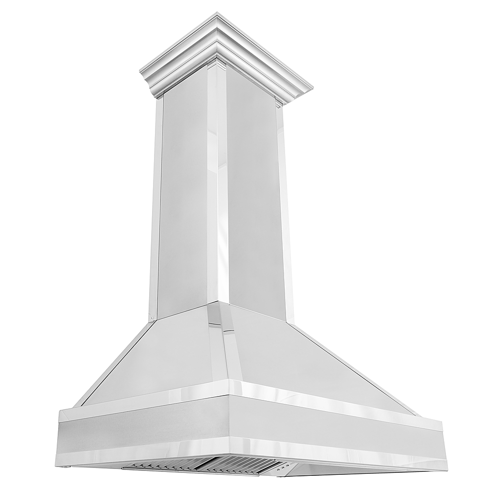 Angle View: ZLINE - 36 in. Designer Series Wall Mount Range Hood in DuraSnow Stainless Steel with Mirror Accents - Silver