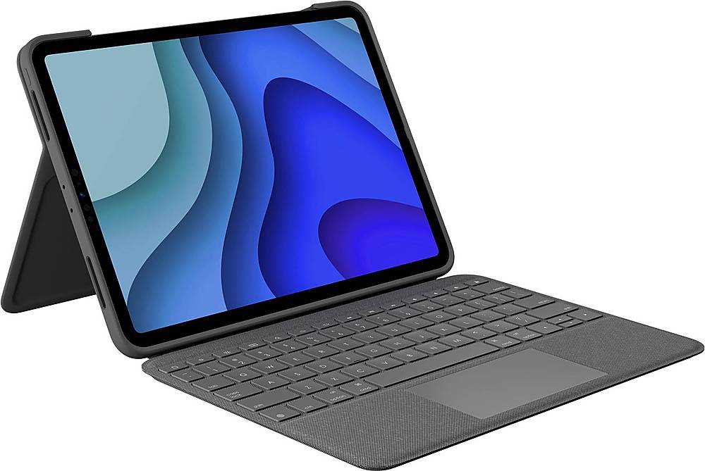 Logitech iPad Pro case which includes a keyboard. An Apple iPad
