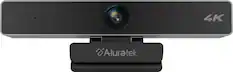Front. Aluratek - 4K Ultra HD Live Broadcast Webcam - Black and Brushed Silver.
