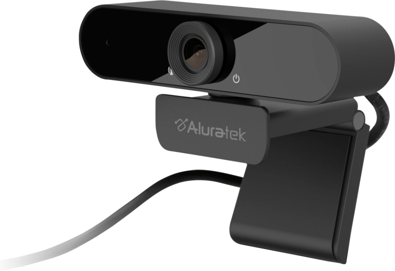 Angle View: Aluratek - HD 1080 Webcam with Microphone - Black
