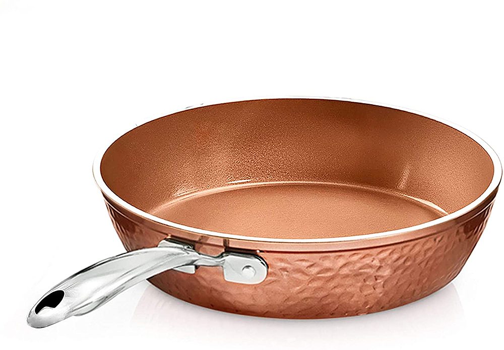 Best Buy Gotham Steel Hammered 10' Fry Pan with Lid Copper 2619