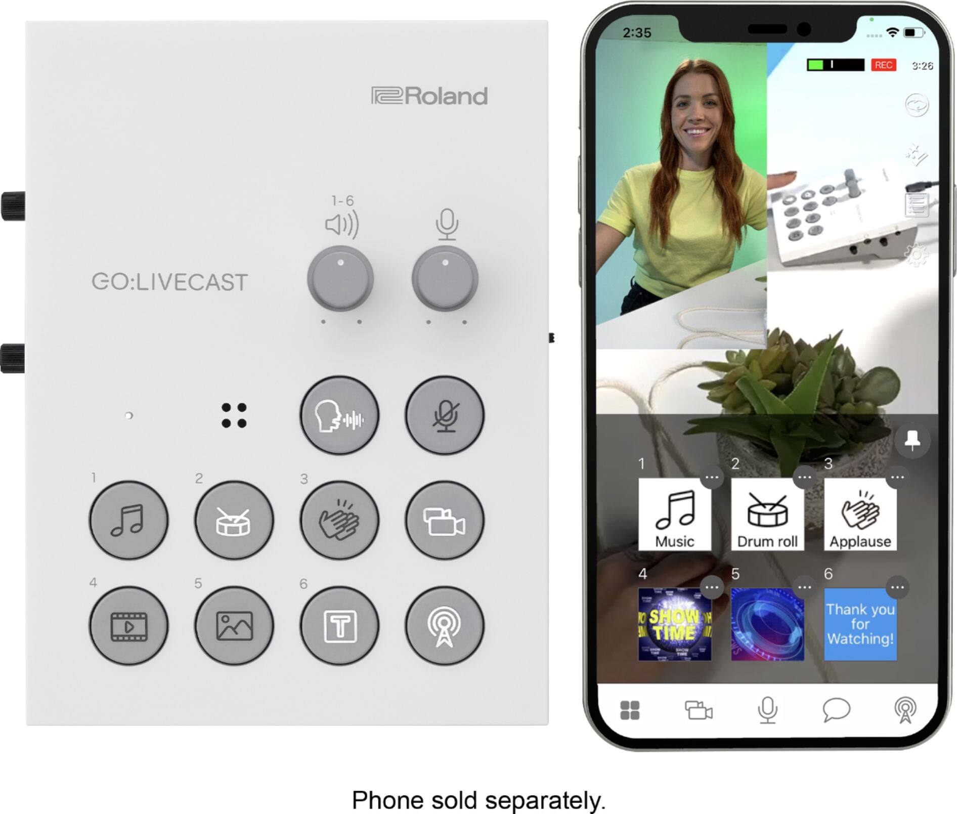 Angle. Roland - Livestreaming Studio for Content Creation on iOS Devices to Switch Dual Cameras, Display Titles, and More - WHITE.