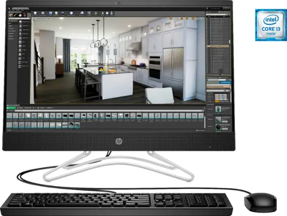 Front. HP - Geek Squad Certified Refurbished 23.8" Touch-Screen All-In-One - Intel Core i3 - 8GB Memory - 256GB Solid State Drive - Jet Black.