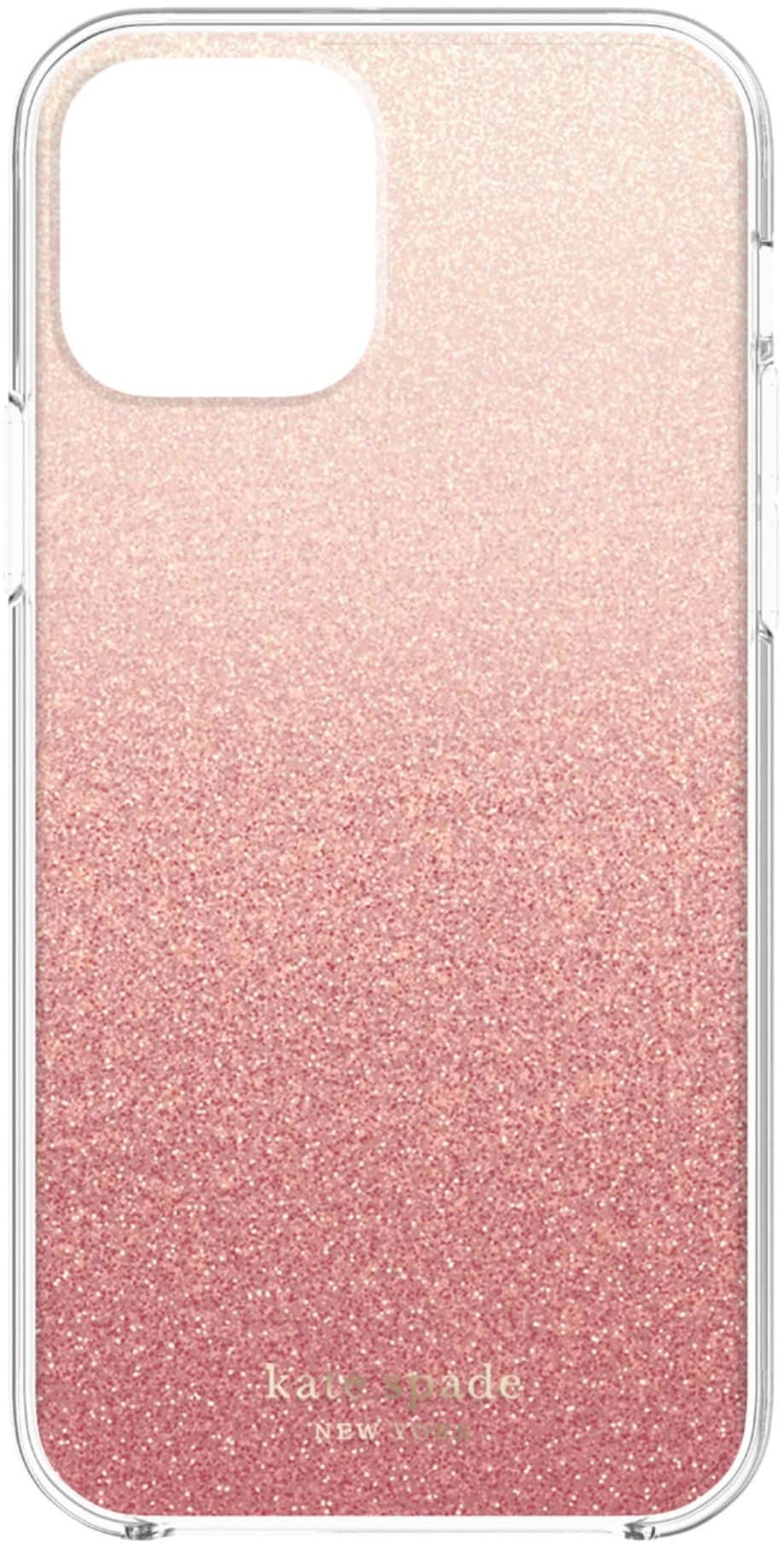 Front. kate spade new york - Protective Hardshell Case for iPhone 13/12 Pro Max - Pink Ombre Glitter.