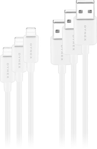 Dynex™ - 6' Lightning to USB Charge-and-Sync Cable (3 Pack) - White