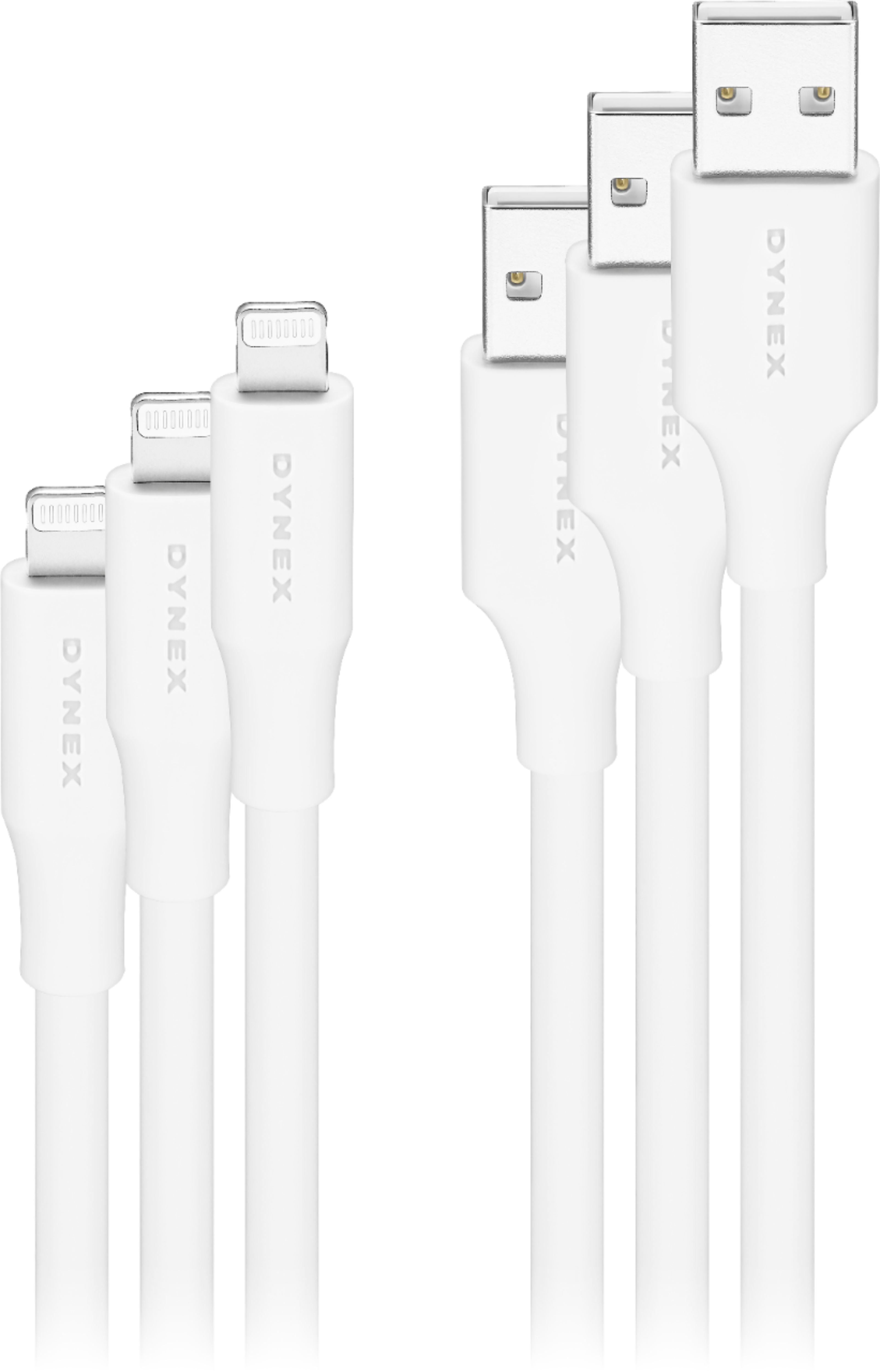 Dynex™ 10' Lightning to USB Charge-and-Sync Cable (3 Pack) White  DX-MLA1021W3 - Best Buy