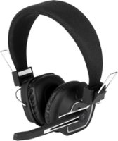 Aluratek - Wireless Stereo Headset with Boom Microphone and Bluetooth Dongle - Black - Front_Zoom