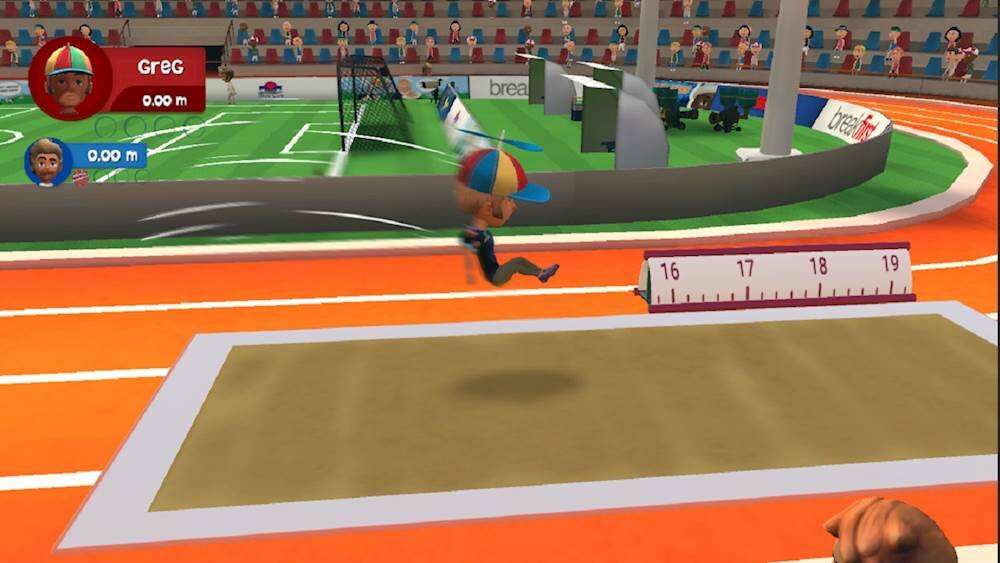 The image shows a cartoon character, likely a boy, throwing a ball on a field. The character is in the middle of the action, and the ball is in the air. The scene takes place on a track, with a sports ball visible in the background. The image also features a timer, indicating that the game is timed. The timer shows that the boy has 16 seconds left to complete the task.