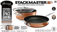 Gotham Steel gotham steel stackmaster pots & pans set - stackable 10 piece  cookware set saves 30% space, ultra nonstick cast texture coati