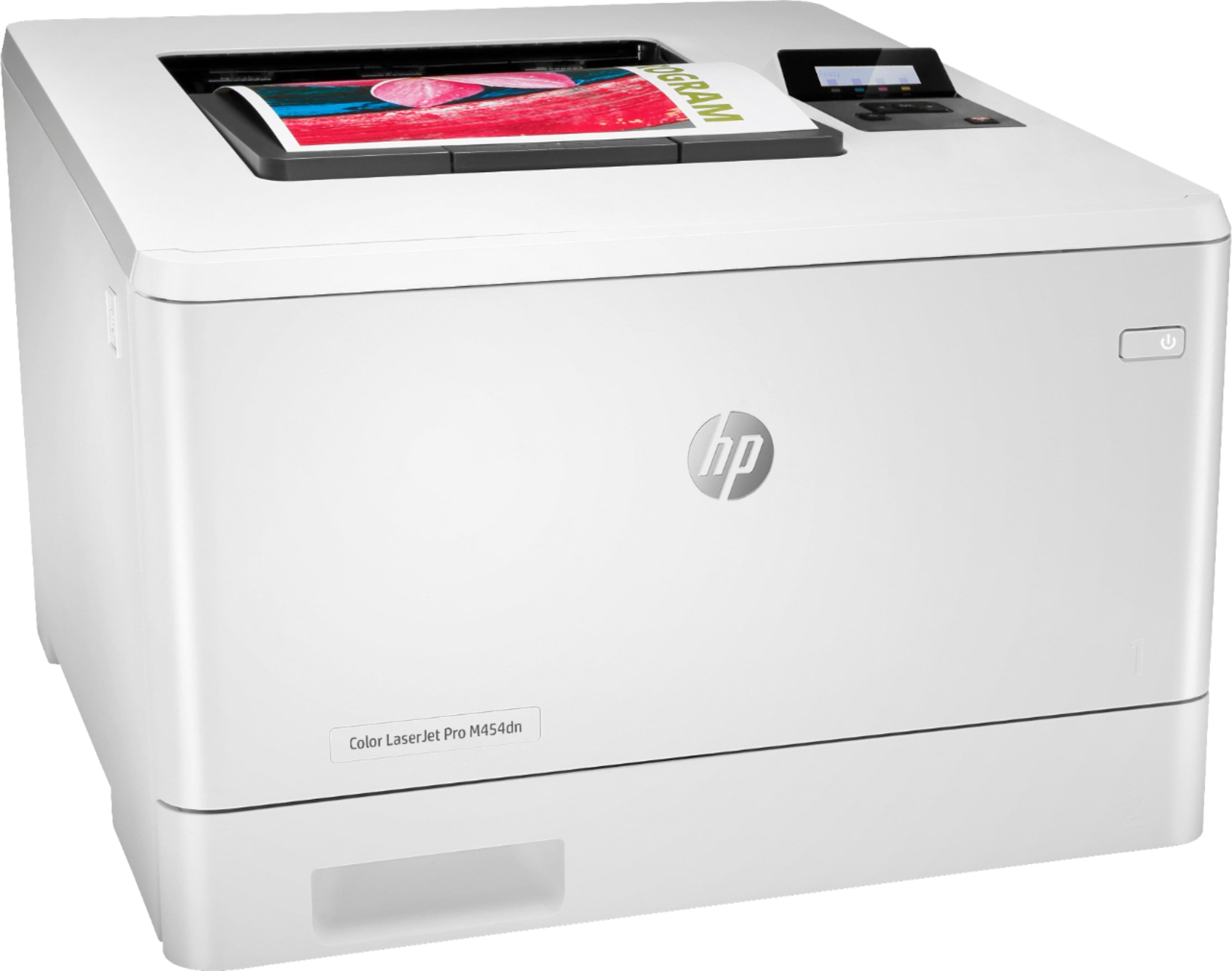 Angle View: HP - Refurbished LaserJet PRO M454DN Printer - White