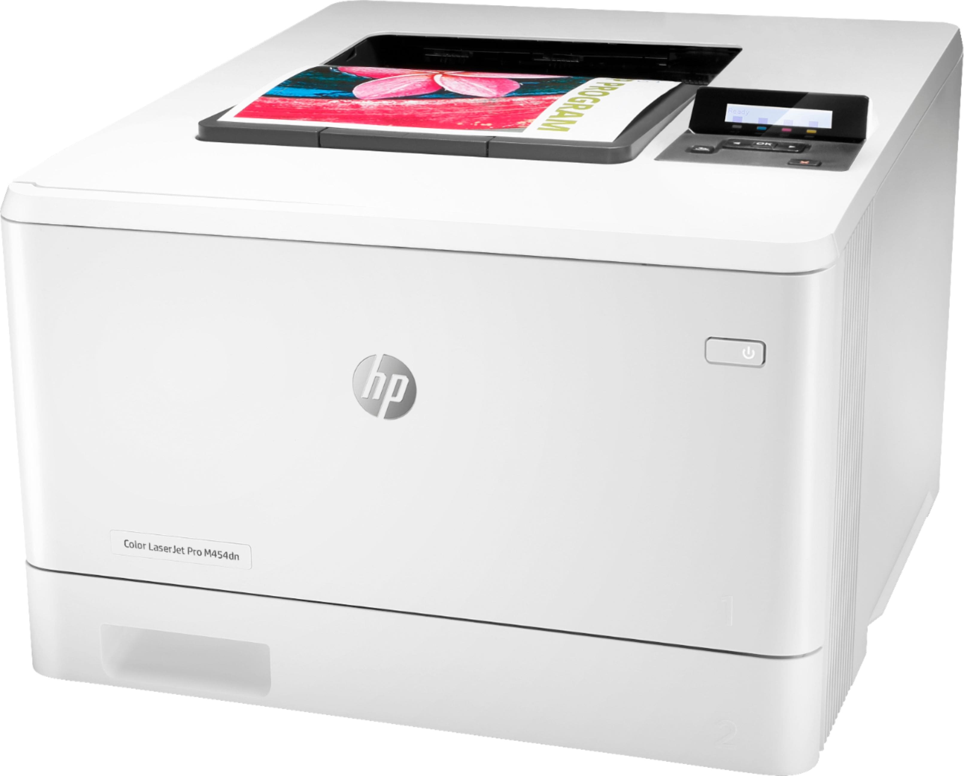 Left View: HP - Refurbished LaserJet PRO M454DN Printer - White