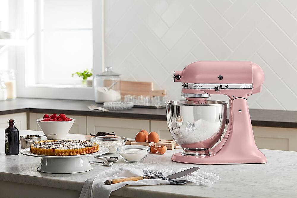 Left. KitchenAid - KitchenAid Artisan Series 5 Quart Tilt-Head Stand Mixer - KSM150PSDR.