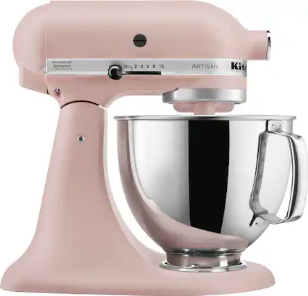 Front. KitchenAid - KitchenAid Artisan Series 5 Quart Tilt-Head Stand Mixer - KSM150PSFT - Feather Pink.