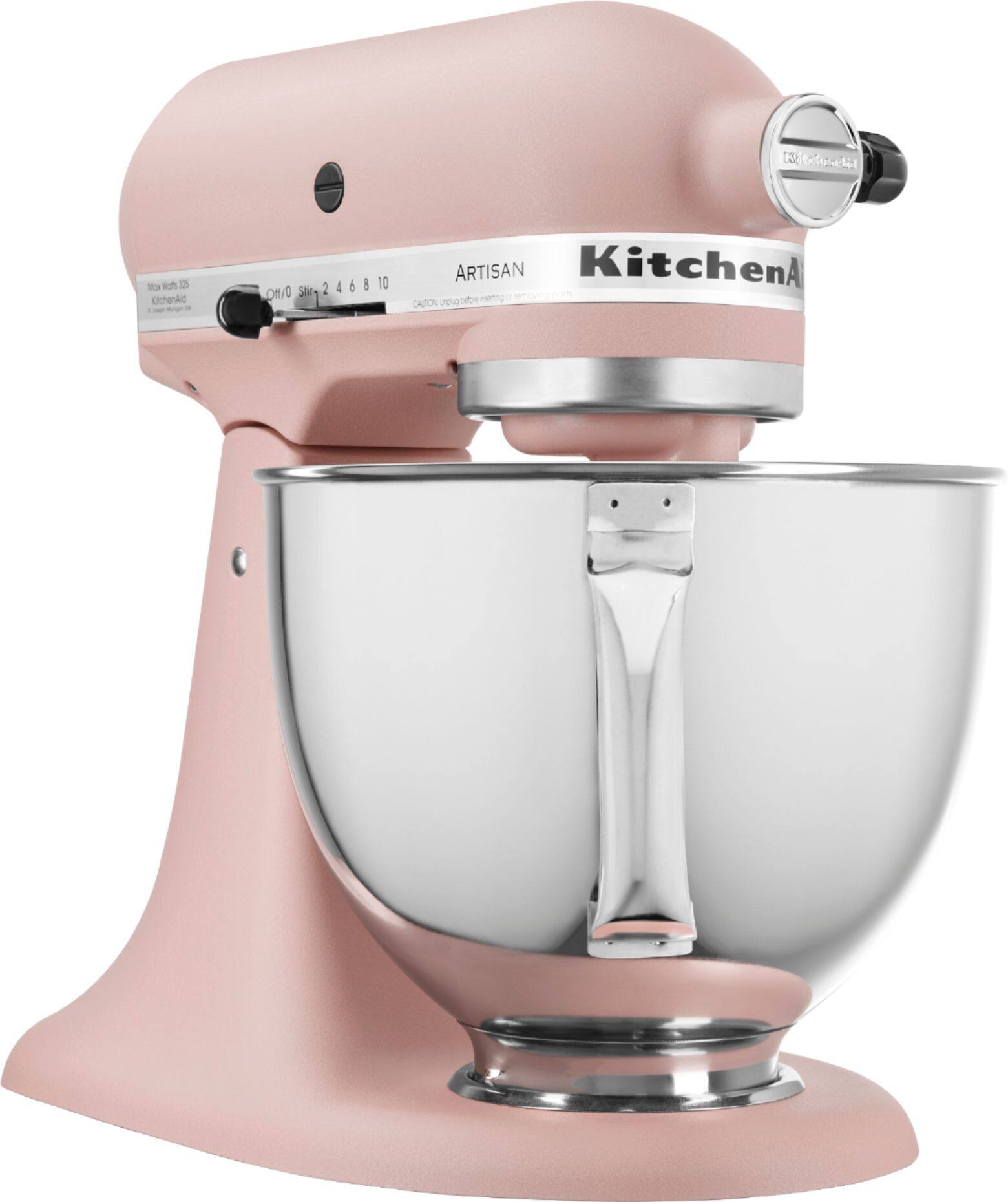 Angle. KitchenAid - KitchenAid Artisan Series 5 Quart Tilt-Head Stand Mixer - KSM150PSFT - Feather Pink.