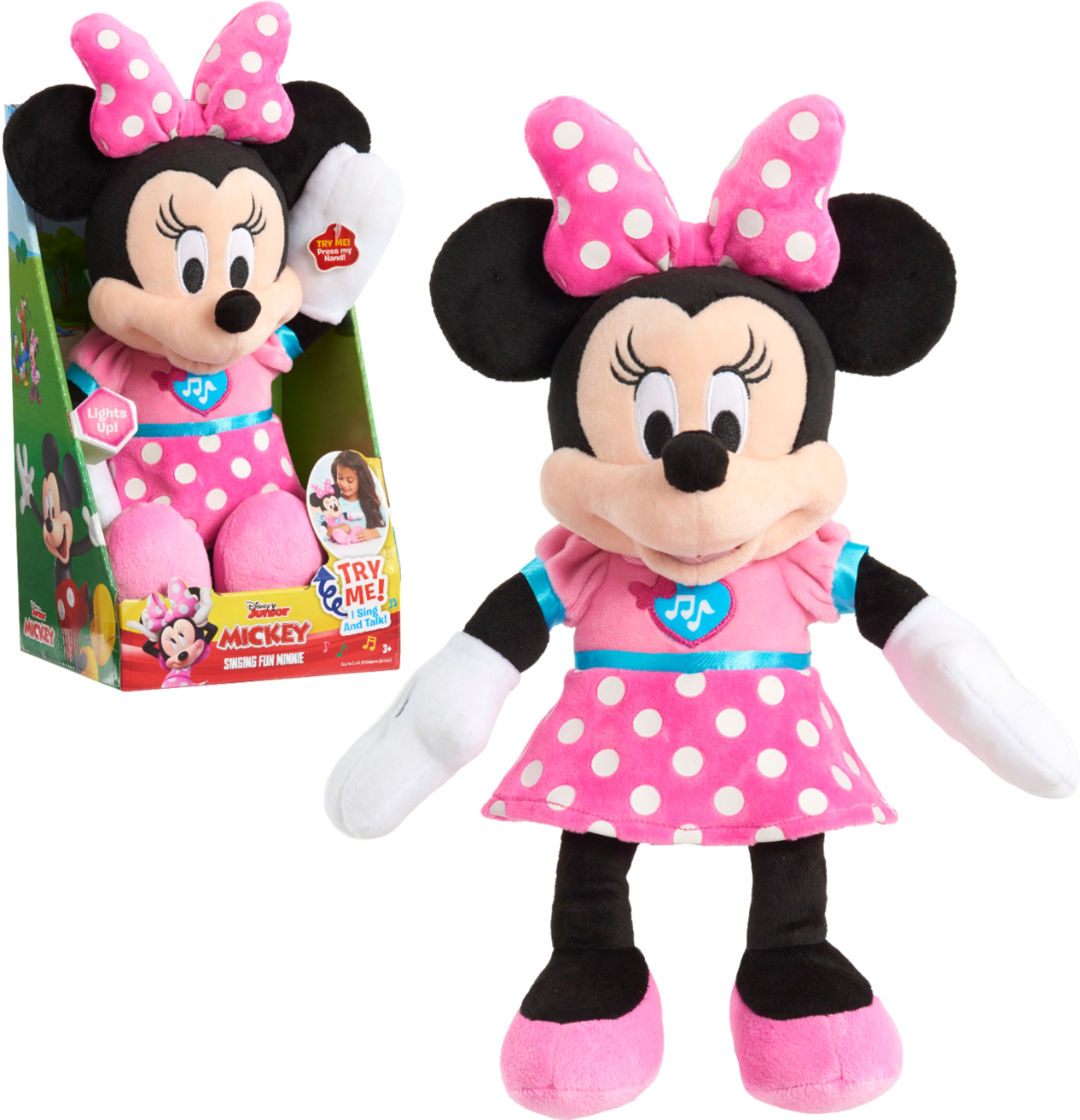 by Just Play Disney Junior Mickey Mouse Funhouse Stretch Break Mickey Mouse 17 Inch Dancing and Singing Feature Plush 