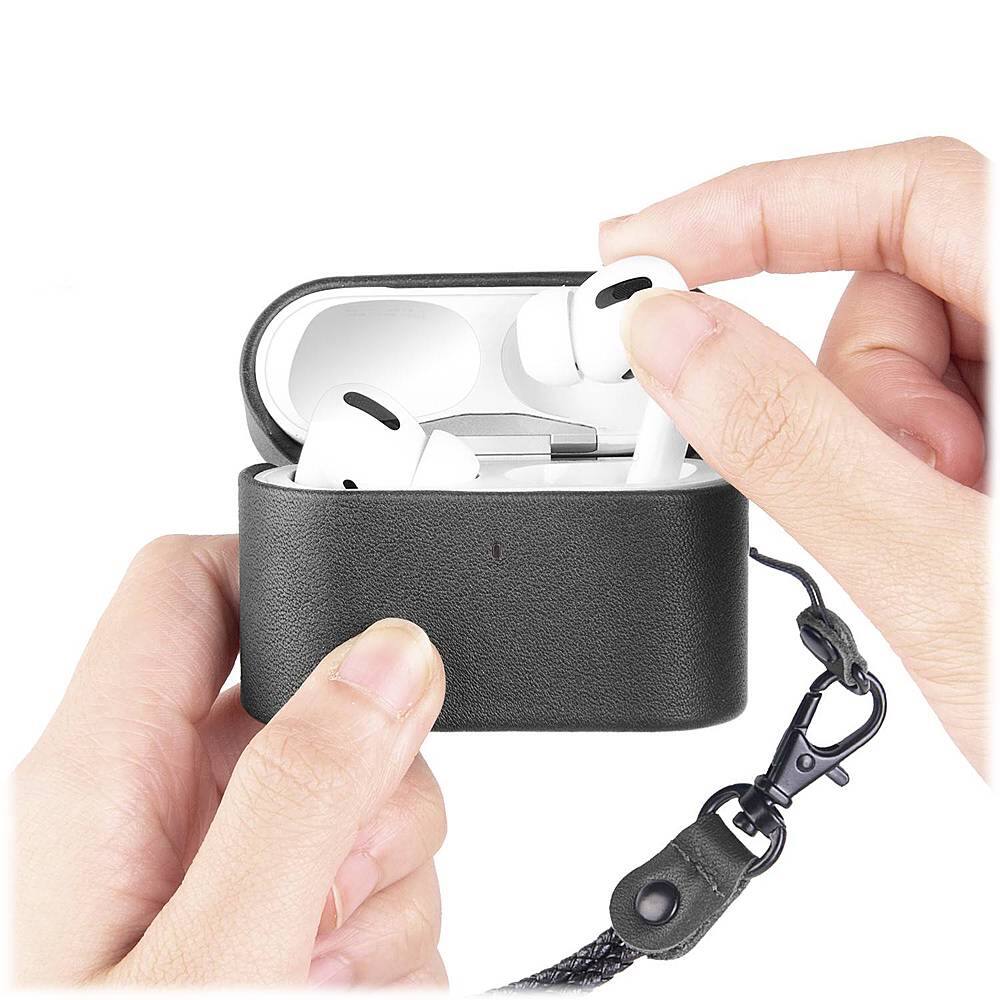 Alt View 14. SaharaCase - Retro Leather Case for Apple AirPods Pro (1st Generation) - Black.