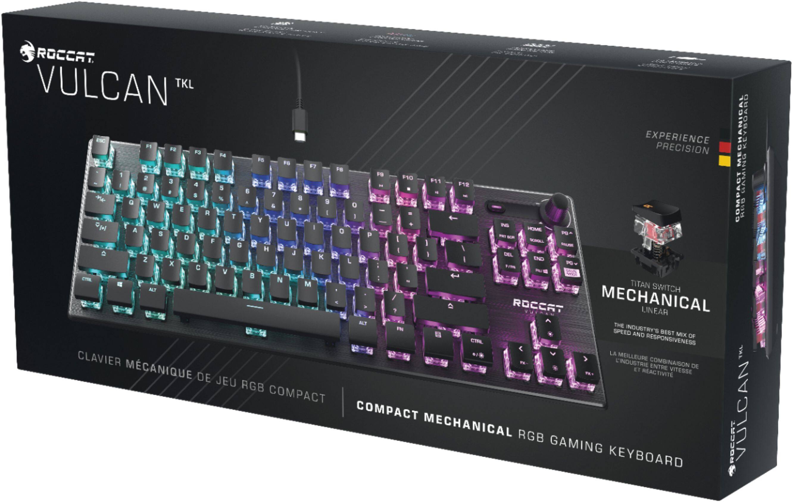 Alt View 14. ROCCAT - Vulcan TKL Compact Mechanical Gaming Keyboard with Titan Switch Linear, RGB Lighting, and Anodized Aluminum Top Plate - Black.