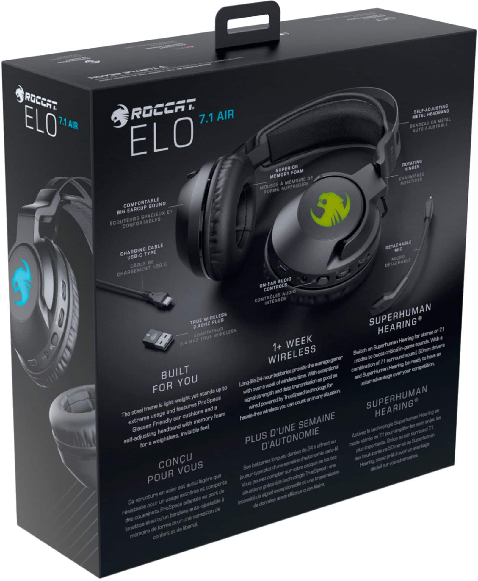 Elo 7.1 Air Wireless Surround Sound RGB Gaming Headset by ROCCAT®