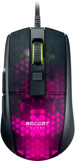 black and pink wired gaming mouse