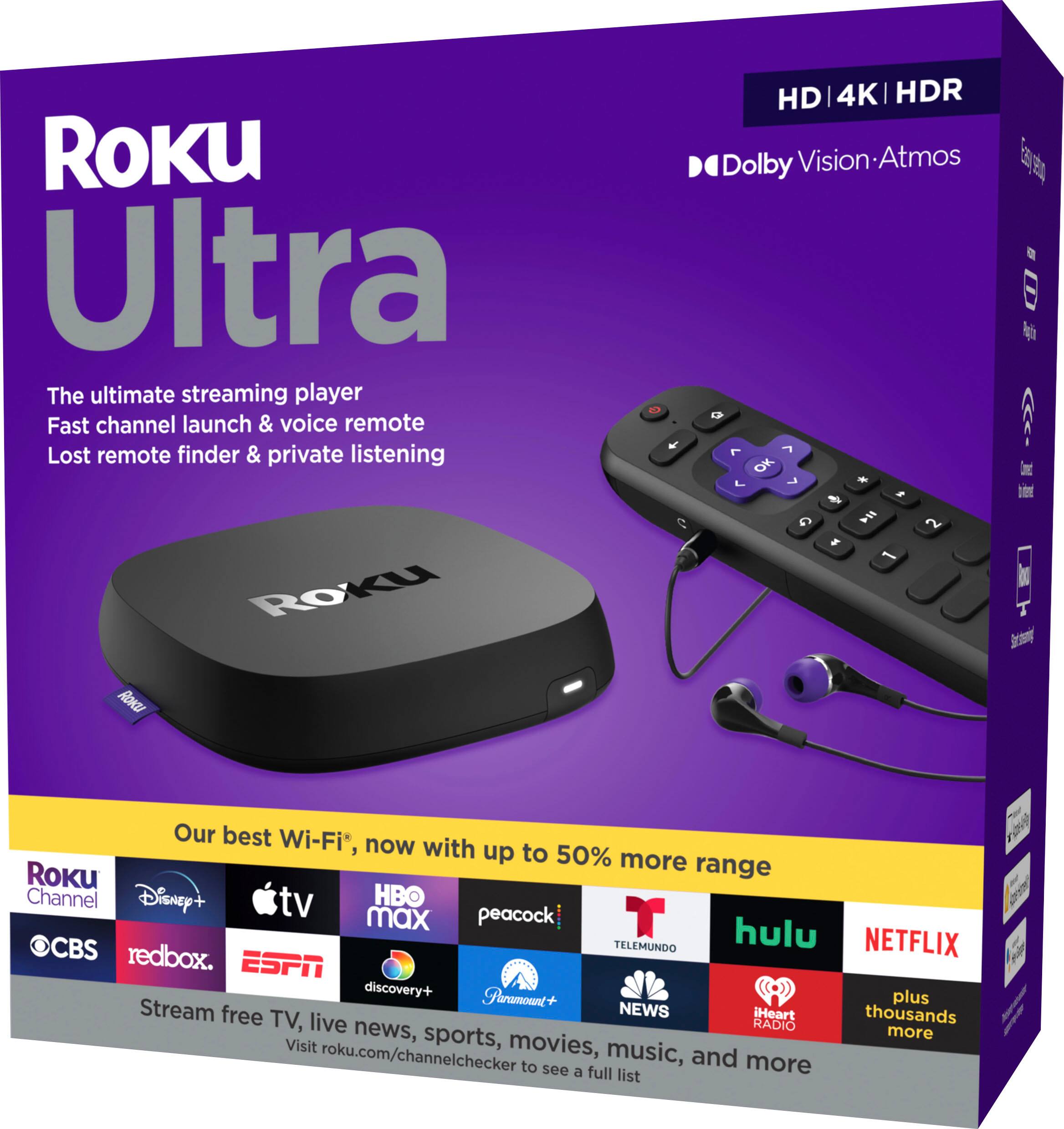 Best Buy: Roku Ultra Streaming Device 4K/HDR/Dolby Vision, Voice Remote with Headphone Lost Remote Finder Black 4800R