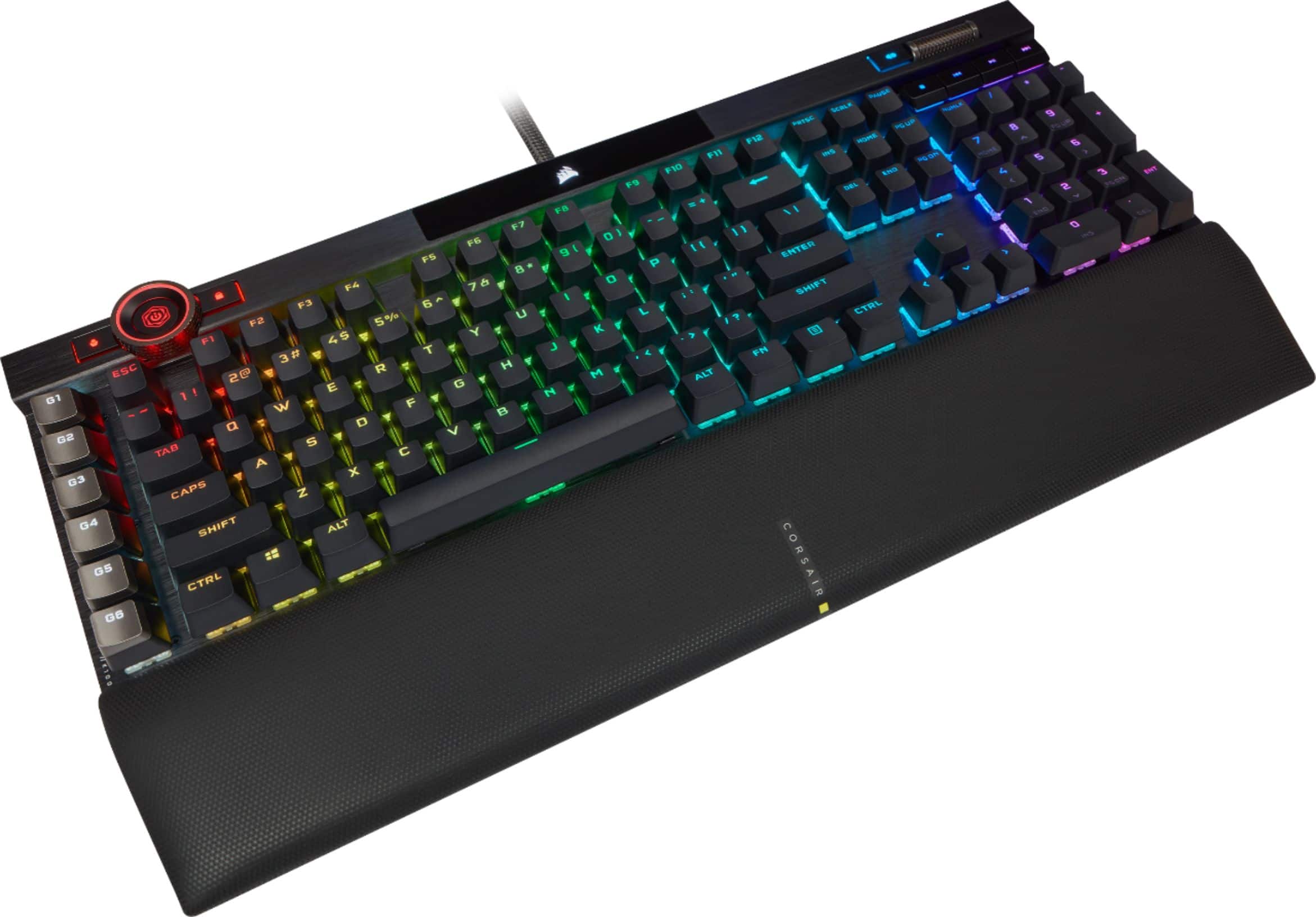 Front. CORSAIR - K100 RGB Full-size Wired Mechanical OPX Linear Switch Gaming Keyboard with Elgato Stream Deck Software Integration - Black.