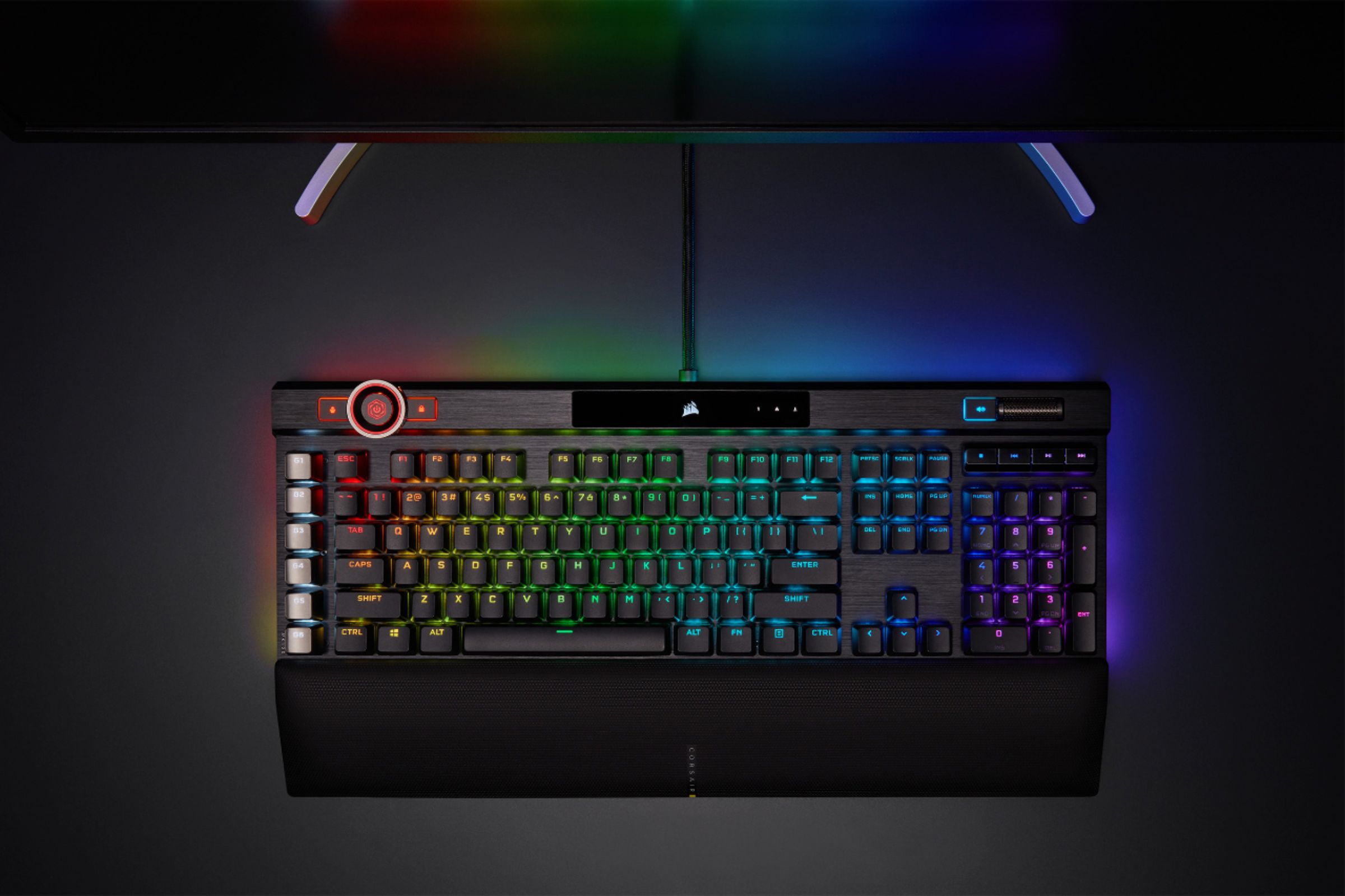 CORSAIR K100 RGB Full-size Wired with CH-912A01A-NA Stream Switch Mechanical OPX Gaming Integration Software Elgato - Black Linear Best Keyboard Buy Deck