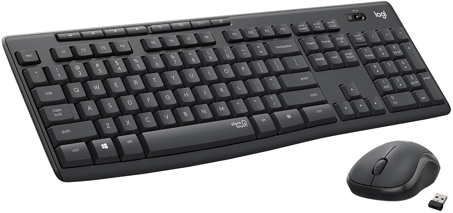 Logitech - MK295 Full-size Wireless Membrane Keyboard and Mouse Bundle - Graphite