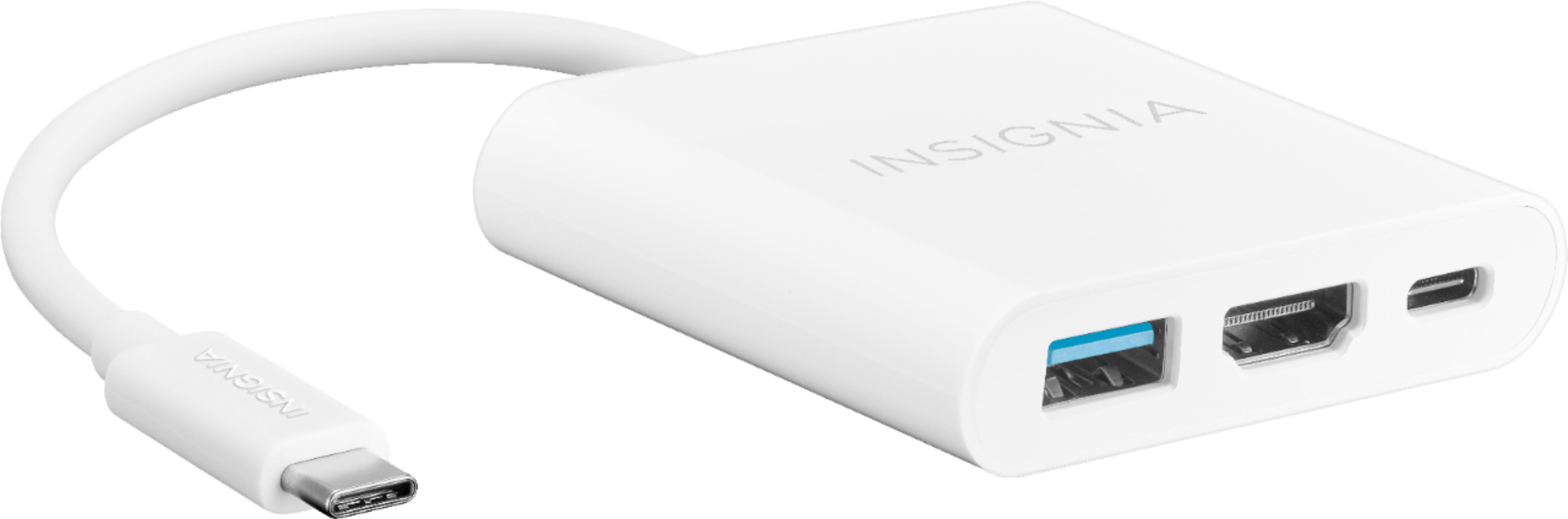 Angle View: Insignia™ - USB-C to HDMI Multiport Adapter - White