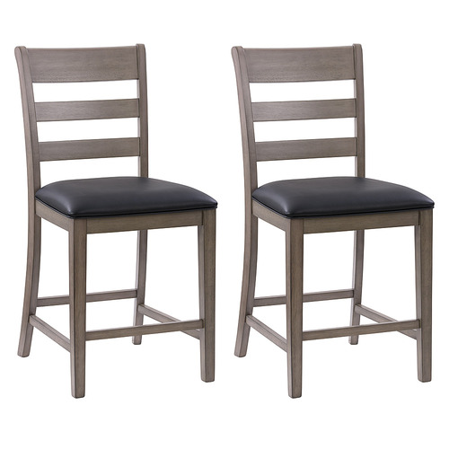 CorLiving - New York Counter Height Dining Chair, Set of 2 - Washed Grey