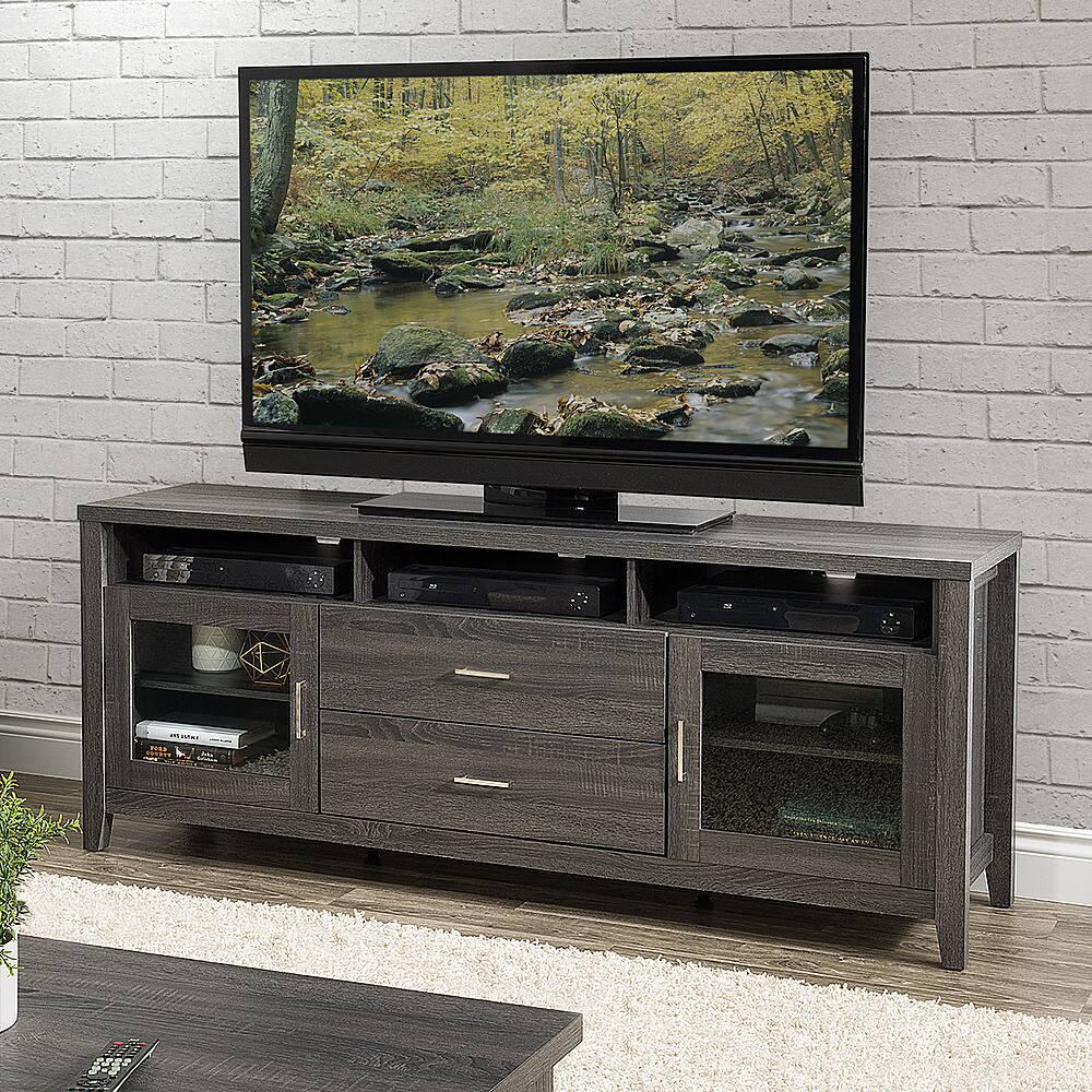Angle. CorLiving - Hollywood TV Cabinet with Drawers, for TVs up to 85" - Dark Gray.