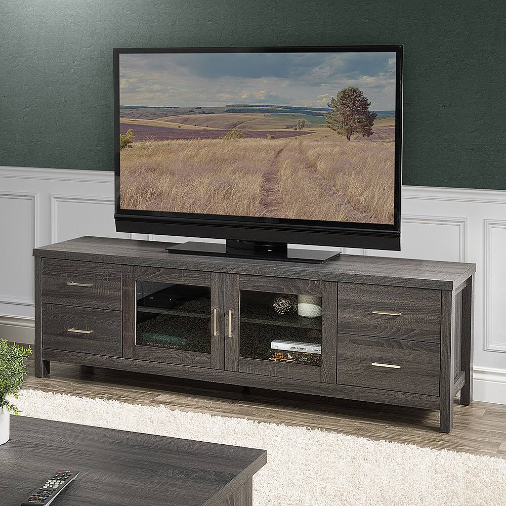 Angle. CorLiving - Hollywood TV Cabinet with Doors, for TVs up to 85" - Dark Gray.