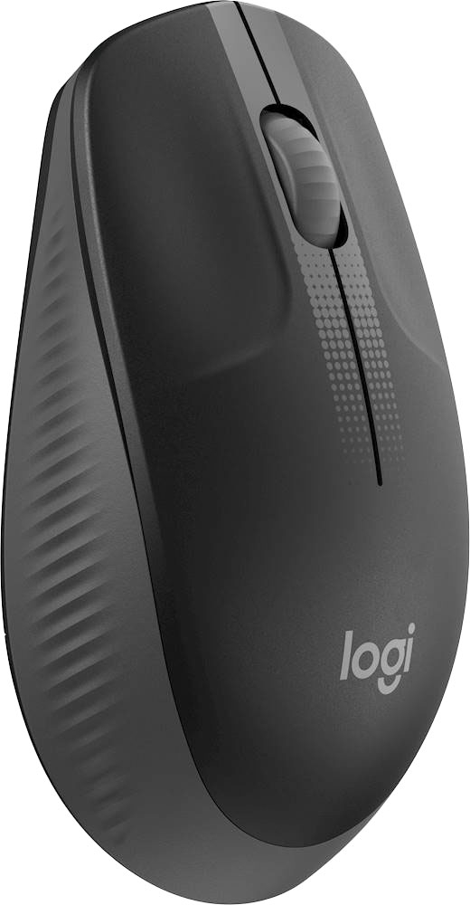 Left View: Logitech - M190 Wireless Optical Ambidextrous Mouse - Charcoal