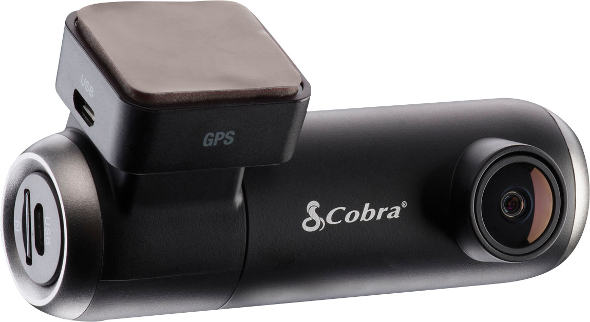 Left View: Cobra SC 100 1080P Dash Cam: Live Alerts, Apple CarPlay® & Android Auto Compatible Dash Camera (New)