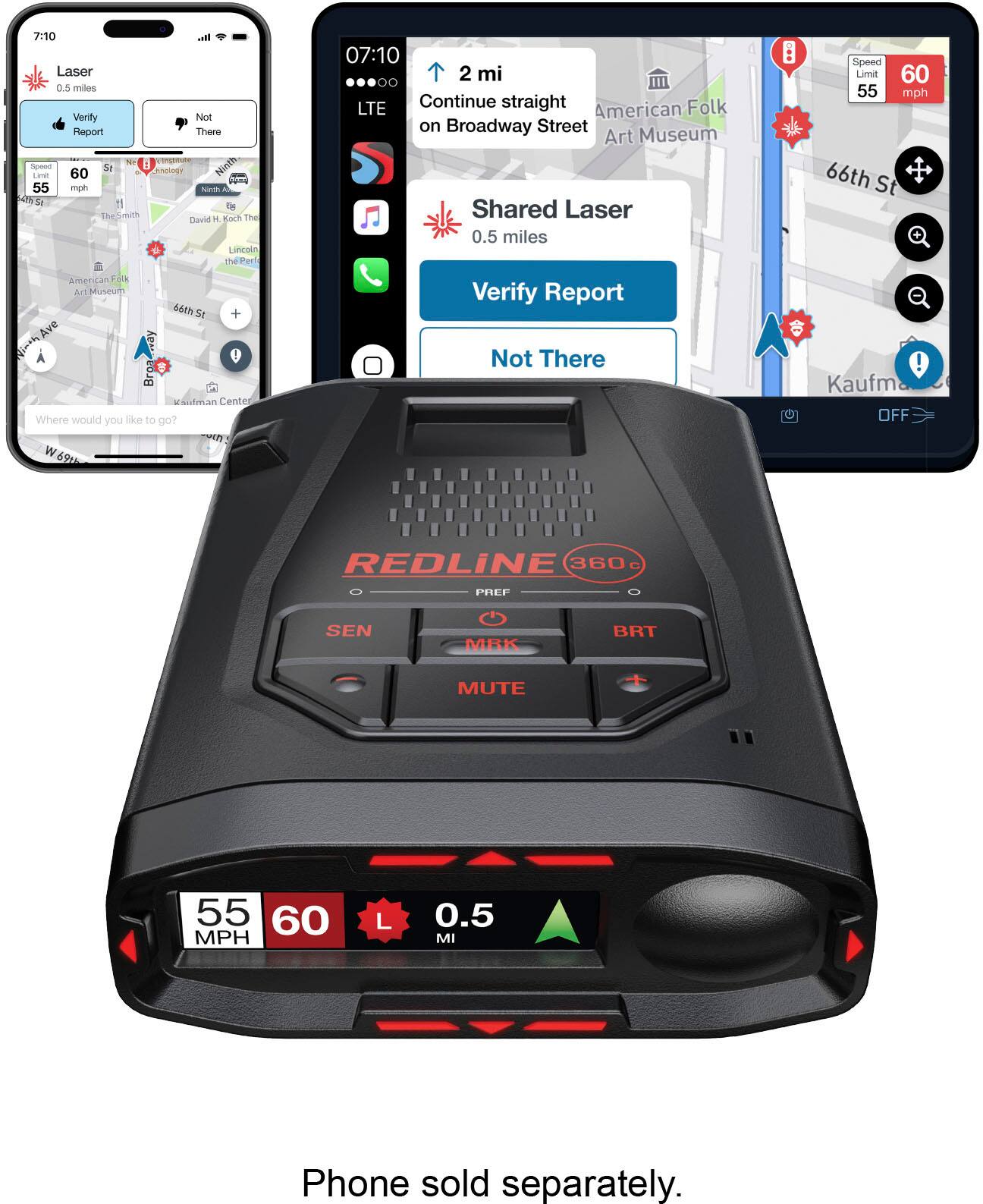 Angle. Escort - Redline 360c Radar Detector System - Black.
