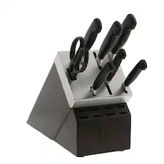 Angle. ZWILLING - Henckels Four Star 8-pc Self-Sharpening Block Set - Brown.