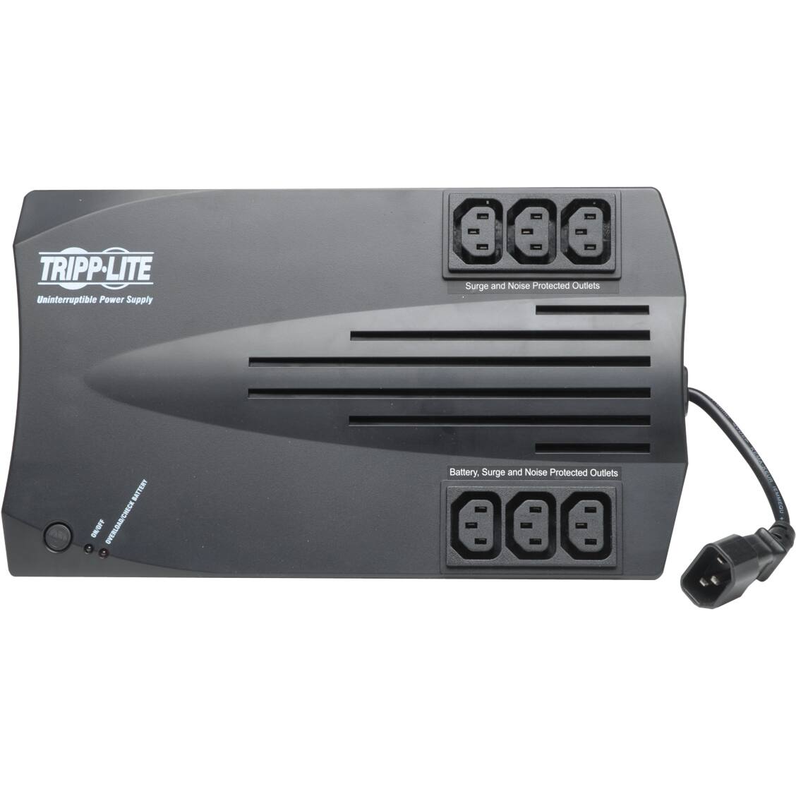 TRIPP-LITE  
Uninterruptible Power Supply  

Surge and Noise Protected Outlets  

Battery, Surge and Noise Protected Outlets  

BATTERY OR/OFF  
OVERLOAD/CHECK