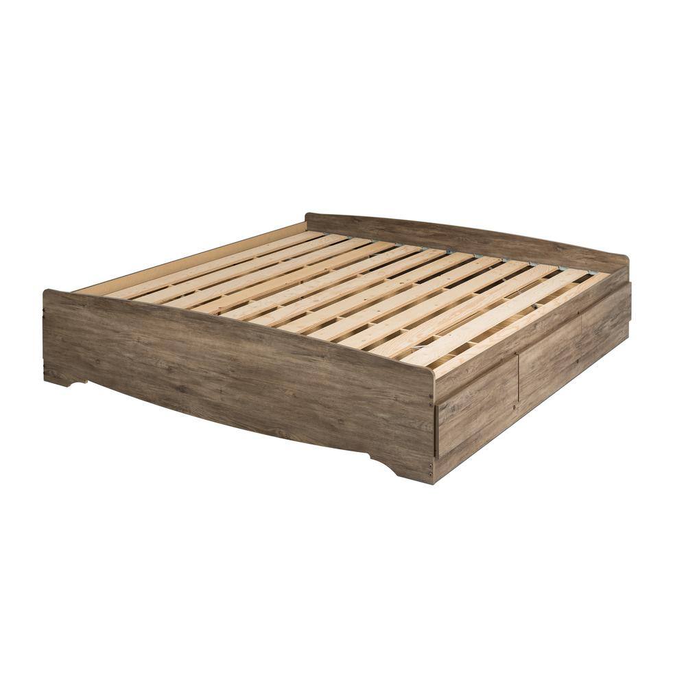 Prepac King Mate's Platform Storage Bed with 6 Drawers, Drifted Gray ...