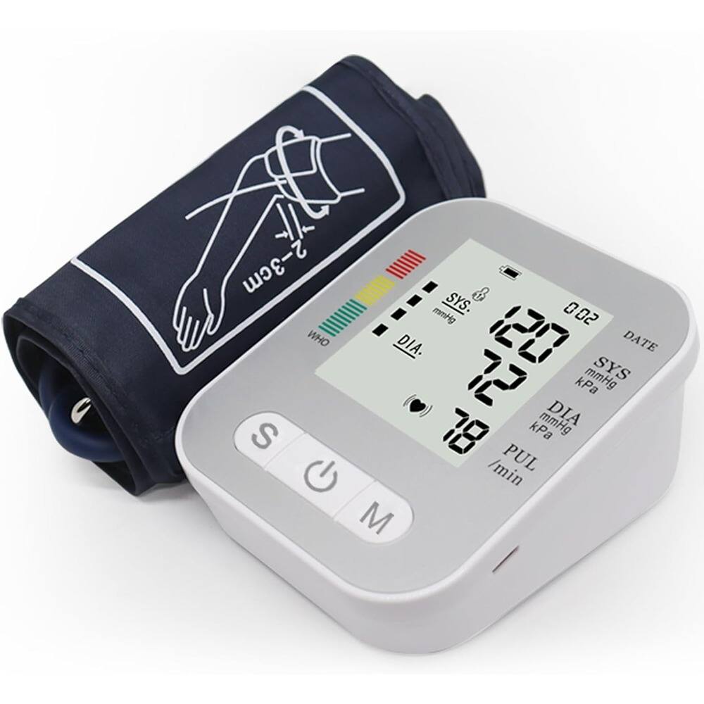 RTMB - Upper Arm Blood Pressure Monitor, Large Adjustable Cuff, Digital Screen - White