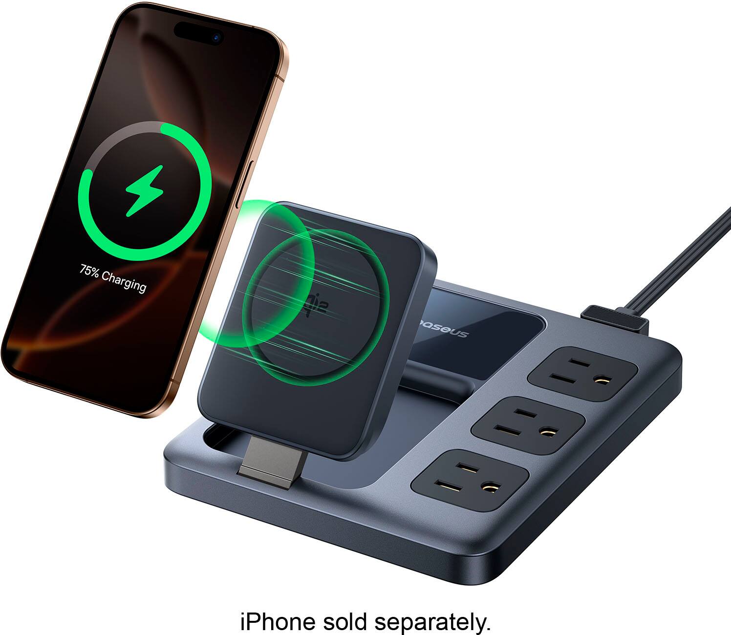 The text on the image reads "iPhone sold separately."