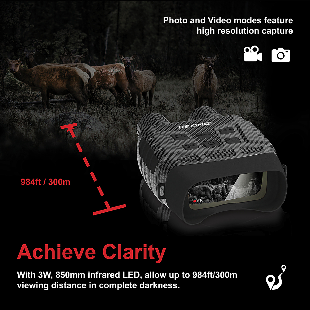 Best Buy: Rexing B1 10 x 25 Digital Night Vision Binoculars, Infrared ...