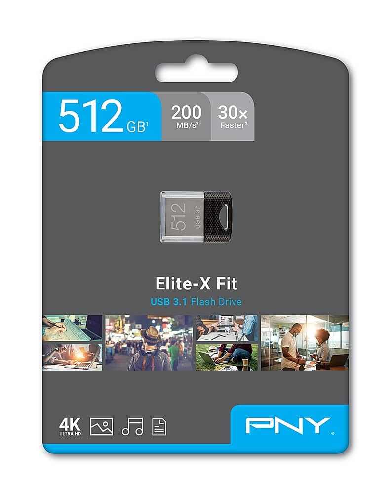 Alt View 16. PNY - 512GB Elite-X Fit USB 3.1 Flash Drive - 200MB/s - Black.