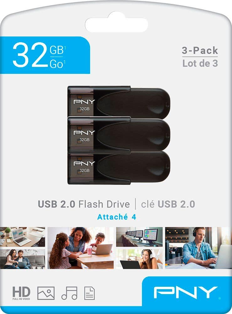 Alt View 16. PNY - 32GB Attaché 4 Type A USB 2.0 Flash Drive 3-Pack - Black.