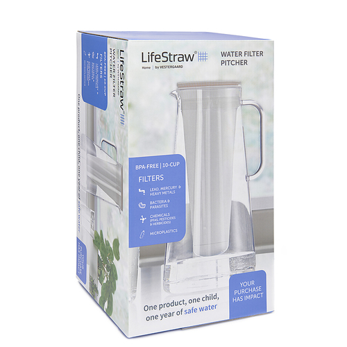 Lifestraw - Home 10 Cup Plastic Water Filter Pitcher - Plastic White