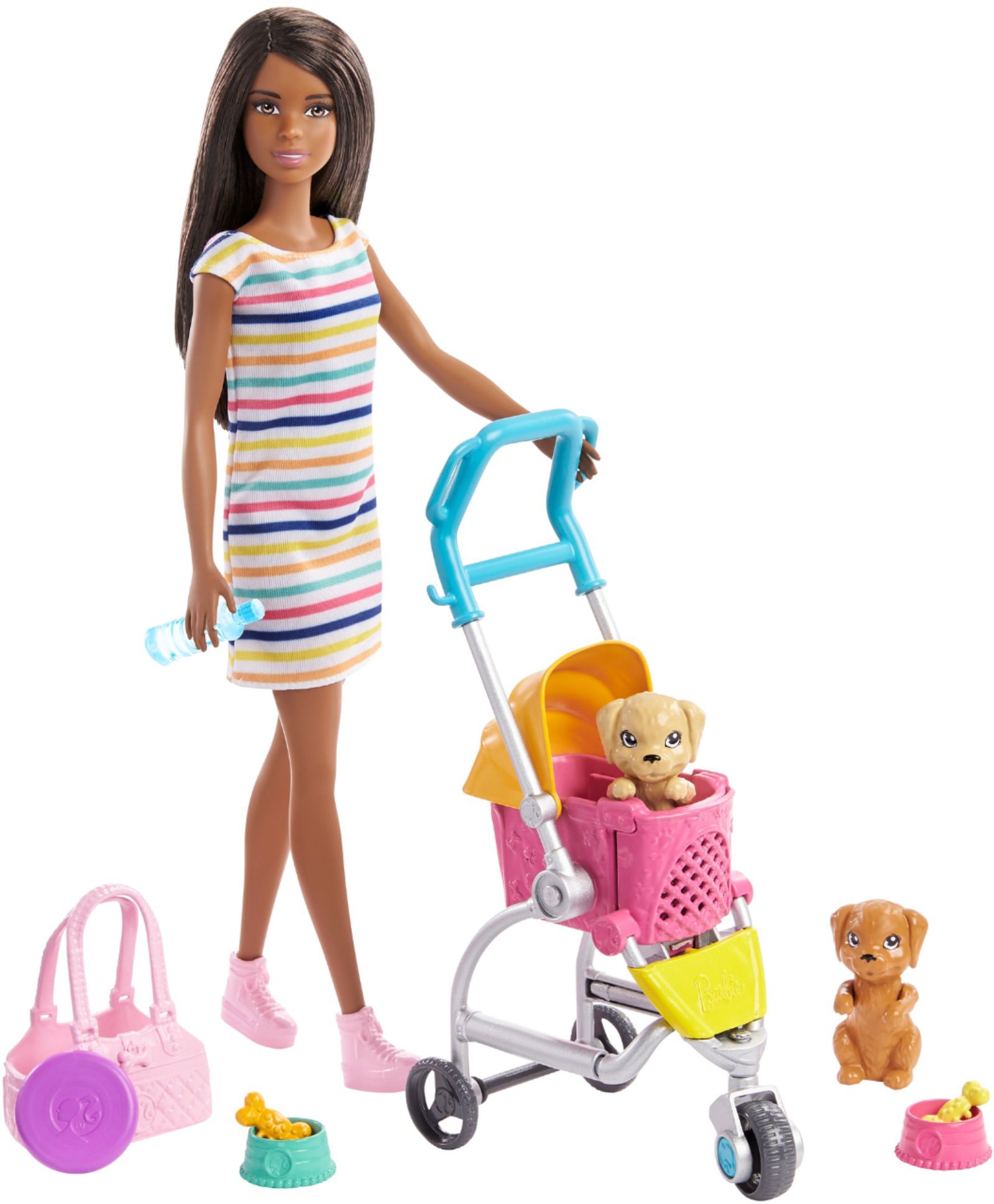 Mattel Barbie® Stroll ‘n Play Pups™ Doll and Accessories AA pink GHV93