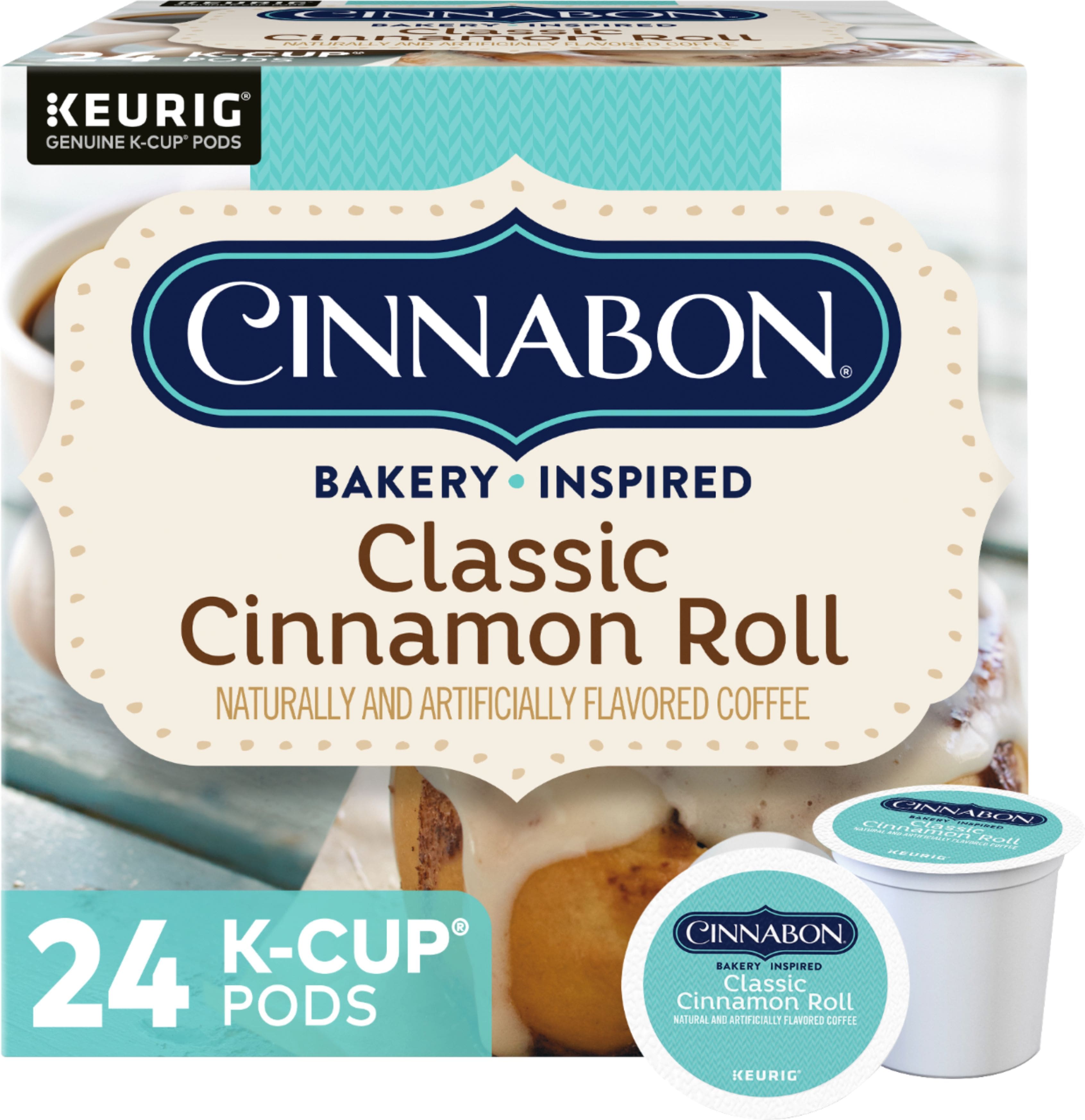 Front. Cinnabon - Classic Cinnamon Roll Keurig Single-Serve K-Cup Pods, Light Roast Coffee, 24 Count.