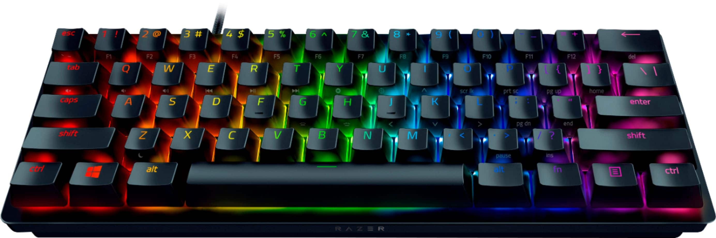 Razer Huntsman Mini 60% Gaming Keyboard + PBT Keycap + Coiled Cable Upgrade  Set Bundle: Classic Black/Linear Optical - Razer Green