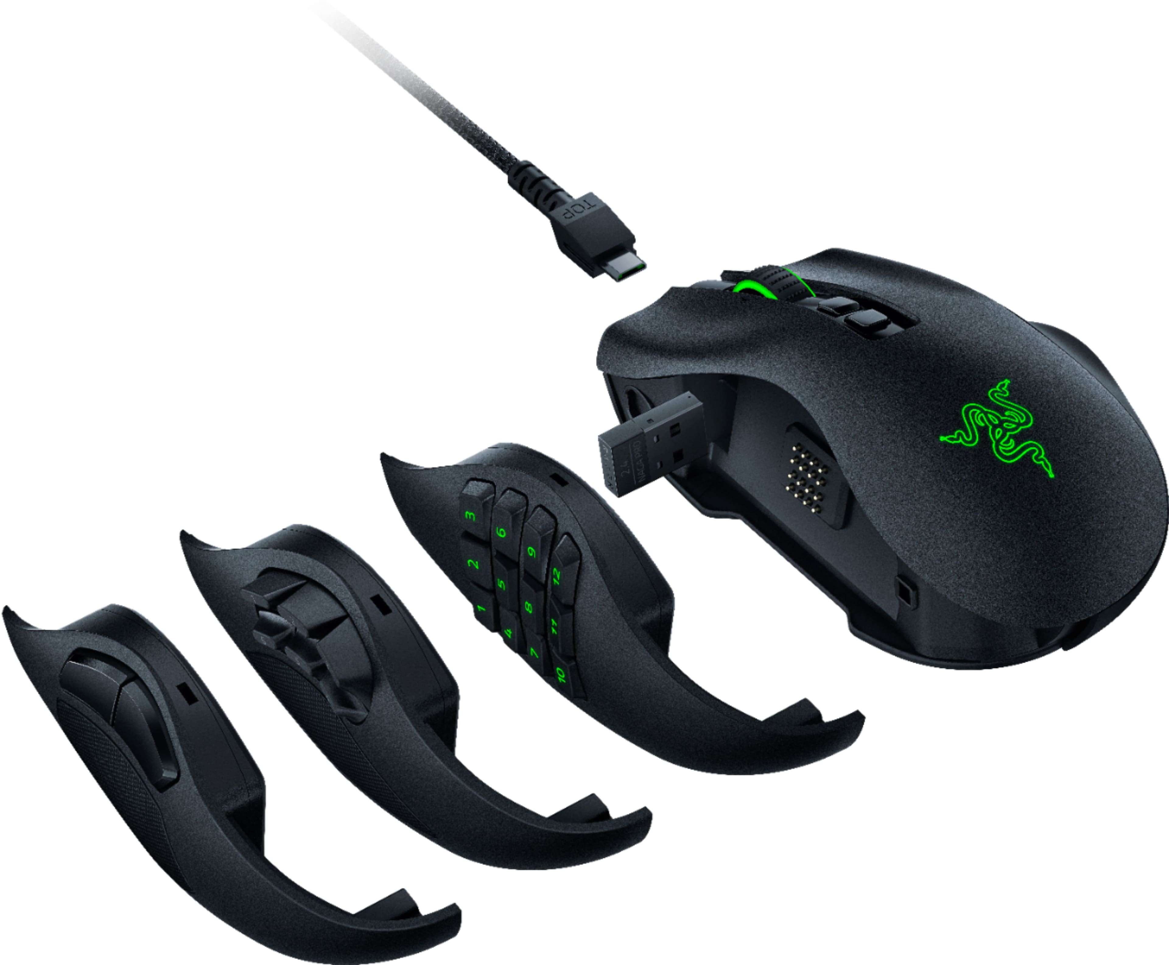 Alt View 15. Razer - Naga Pro Wireless Optical with Interchangeable Side Plates in 2, 6, 12 Button Configurations Gaming Mouse - Black.